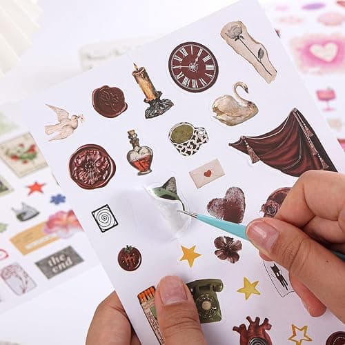 1300+ Kawaii Journal Sticker Book for Adults, Cute Korean Style Foodie & Dream Washi Stickers, Repositionable Journal Stickers & Scrapbook Stickers for DIY Craft（Time Regained） thumbnail 6