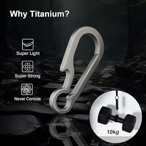 PJYTAC Titanium Carabiner Keychain Clip Small Carabiner Clips Heavy Duty Key Holder Anti-Lost Quick Release Key Chain for Keys Bottle Opener Keychain thumbnail 8