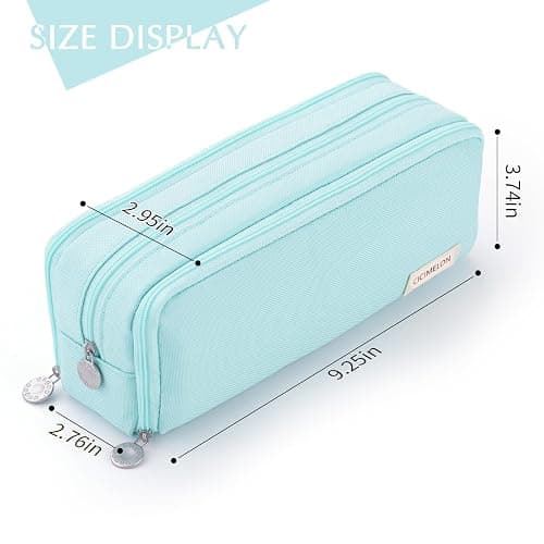 CICIMELON Pencil Case Large Capacity Pencil Pouch 3 Compartments Pencil Bag Gift for Students Girls Adults Women (Light Blue) thumbnail 5