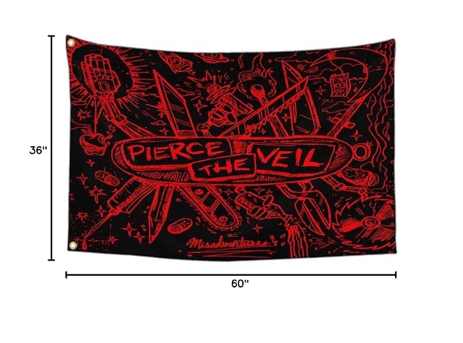 IOKEN Pierces the Veil Flag Tapestry Poster Banner 3x5 Ft Funny Flags for Teen Girls Room Bedroom College Dorm Meme Flags Man Cave Wall Art Decor Gifts thumbnail 8