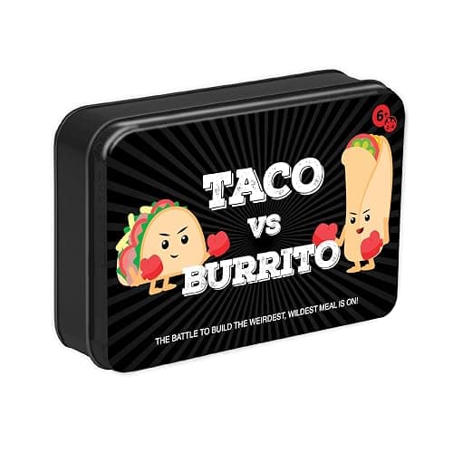 Taco vs Burrito Collectors Tin - The Wildly Popular Surprisingly Strategic Card Game Created by a 7 Year Old - 5 Ways to Play - Fun Family Games for Kids and Adults, Game Night, Travel Games - Image 1