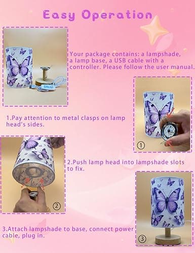 Strawberry Lamp, Strawberry Room Decor for Girls,3 Color Changing LED Night Light with 9 Brightness Levels Wood Nightstand Desk Base Flaxen Fabric Shade for Bedroom Living Room (Pink Strawberry) thumbnail 7