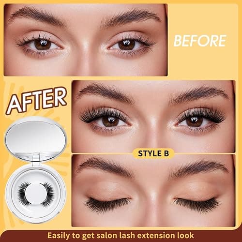 QUEWEL Magnetic Eyelashes 2 Pair Reusable Magnetic Eyelashes with Applicator No Glue Needed Eyelashes Cat Eye Natural Look Lash Clusters Kit Easy to Wear and Remove(A08) thumbnail 5