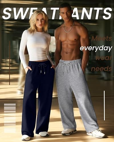 Neer 4 Pack Men's Sweatpants Athletic Wide Leg Drawstring Open Bottom Pants Baggy Joggers Lounge with Pockets Fall thumbnail 6