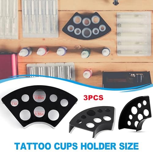 303Pcs Tattoo Ink Caps Kit - Emalla 3Pcs Black Tattoo Ink Cups Holder with 300Pcs Tattoo Ink Caps 100 Small 100 Medium 100 Large Tattoo Ink Cups Tattoo Ink Container Tattoo Kit Tattoo Supplies thumbnail 5