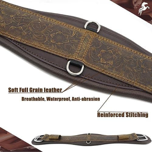Jeereal Western Horse Cinch,Premium Full-Grain Leather Equestrian Horse Riding Western Durable Comfortable Soft Girth thumbnail 3