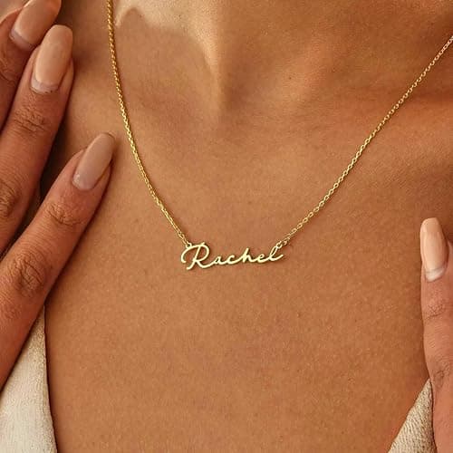 Personalized Name Necklace for Women,18k Gold Plated Handmade Custom Name Necklace,Mother's Day Customized Jewelry Gifts for Mom Wife thumbnail 3