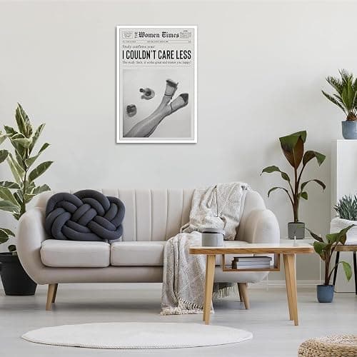 Vintage Black And White Newspaper News Posters I Couldn'T Care Less Canvas Wall Art Teen Girl Room Decor Feminist Prints Painting For Home Bedroom Dorm Wall Decor 12x16in Unframed thumbnail 4