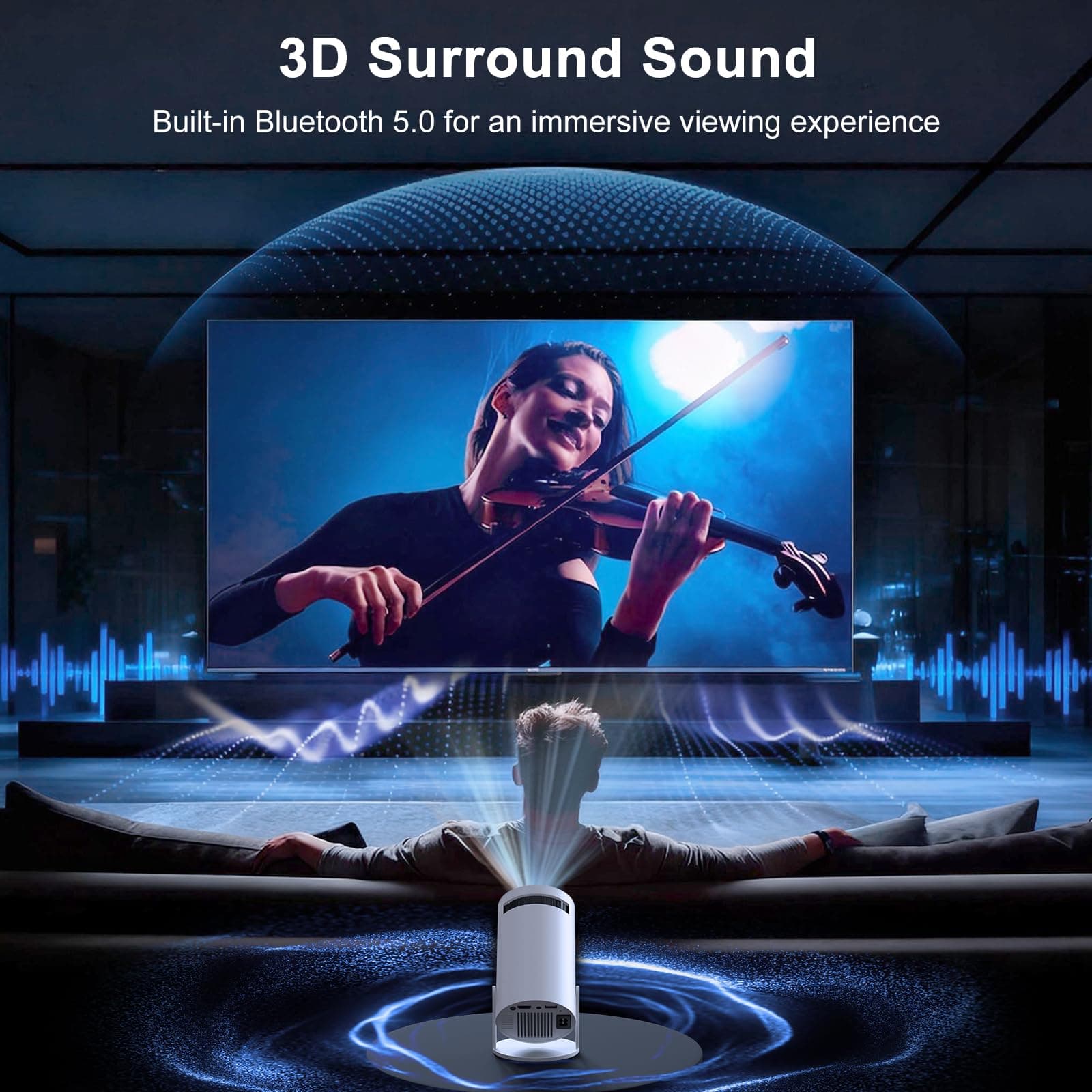 Anytrox Mini Projector [Built-in App & 2026 Upgraded &1080P] Support Auto Keystone, Portable Projector with WiFi and Bluetooth, 180 Adjustable Fit for Home Theater/Outdoor/TV StickPhone thumbnail 5