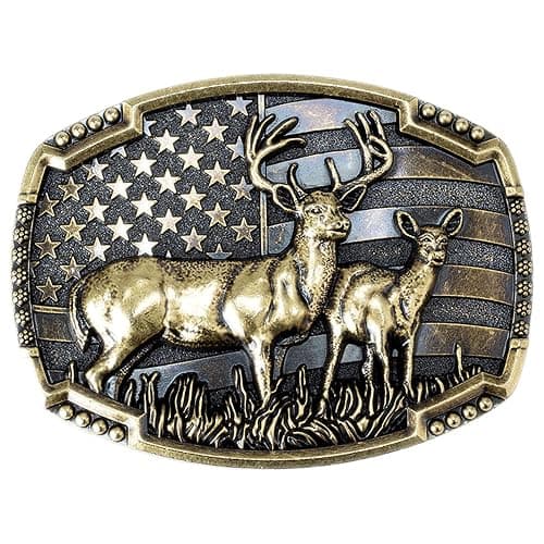 CL&J BB® Deer Belt Buckle Animals Western Cowboy Native American Motorcyclist (DER8G) - Image 1