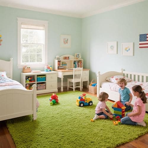 Green Grass Area Rugs for Bedroom Living Room, 9x12 Fluffy Fuzzy Shaggy Carpet for Kids Playroom Nursery Room, Thick Soft Plush Mat for Kids Baby Boys Teen Dorm Home Decor Aesthetic thumbnail 8