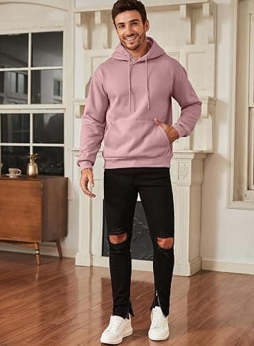JMIERR Mens Casual Cotton Hooded Collar Drawstring Hoodies Pullover Sweatshirts Casual Long Sleeve Shirts thumbnail 3
