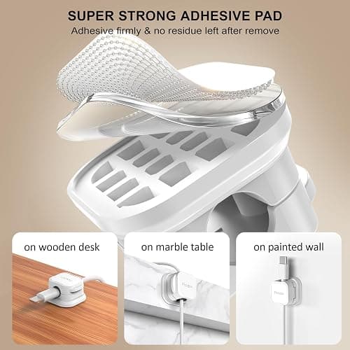 Picozon 6 Pack Magnetic Cable Clip Organizer Cord Holder, Picozon Adhesive Cable Management, Wire Phone USB Charger Cable Holder Keeper Organizer for Car, Office Home Desktop, Wall, Night Table thumbnail 6