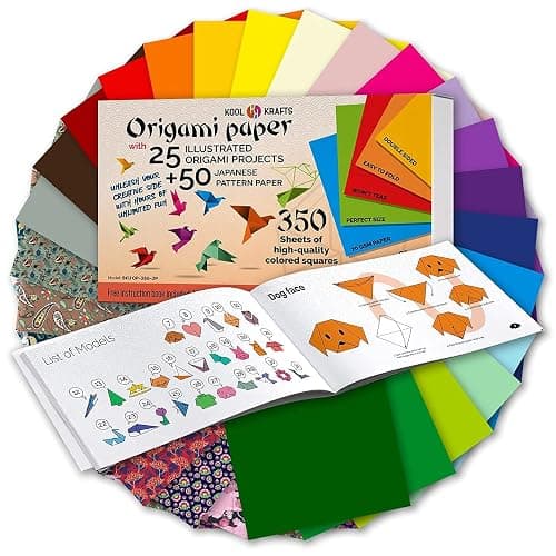 Origami Paper | 350 Origami Paper Kit | Set Includes - 300 Sheets 20 Colors 6x6 | 50 Traditional Japanese Patterns | Origami Book 25 Easy Colored Projects | Kids Crafts | Christmas Gifts for boys 8-12 thumbnail 8