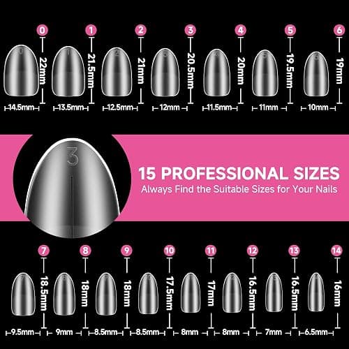 UNA GELLA Short Oval Almond Nails, 504Pcs Pre-shape Fake Nails Full Matte Cover Acrylic Round Almond Gel Nail Tips, 15 Sizes No C Curve Press on Nails for Nail Extension Art DIY Salon thumbnail 6
