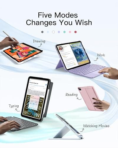 Inateck for iPad (A16) 11th/10th Gen Case with Keyboard, Ultralight 450g | For Air 11" M4/M3/M2, Air 5/4, Pro 11", 1 Second Magnetic Detachable, Trackpad, Flexible Stand, AceTouch, Light Pink thumbnail 4