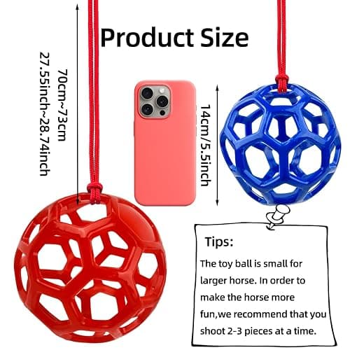 DAFORERAL Farm Stall Hanging Feeder Toy Ball for Horses, Goats, Sheep – Durable TPR Feeding Ball, Hay Feeder for Animal Enrichment, Stretch-Resistant Design (Pink) thumbnail 7