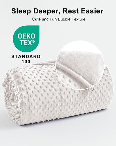 ⭐UINIU Minky Dot Weighted Blanket for Adults Queen Size 15 lbs, Soft Cooling Heavy Breathable Blanket for All-Season, Washable Weighted Throw with Glass Beads, 60 x 80 Inches, Cream thumbnail 6