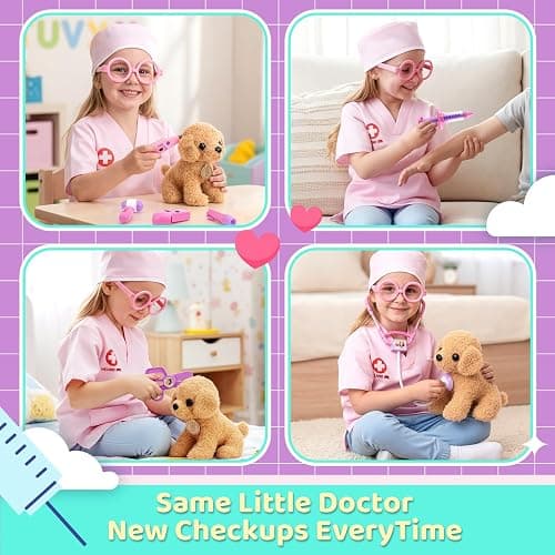 Meland Toy Doctor Kit for Girls, Pretend Play Toy Doctor Set with Dog , Carrying Bag, Stethoscope & Dress Up Costume Gift for Kids Toddlers Ages 3 4 5 6 Year Old for Role Play thumbnail 7