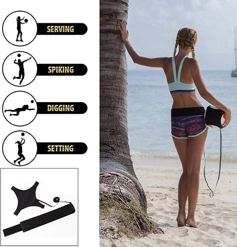 QOOWFEANIG Volleyball Spike Trainer Volleyball Training Equipment Aids Solo Volleyball Trainer Kit Adjustable Volleyball Training Assist Solo Serving Spiking Practice Rebounder for Beginners Pro thumbnail 5
