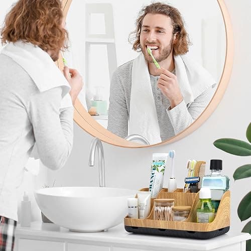 GFWARE Bathroom Organizers and Storage - Detachable 7 Slots Kids Electric Toothbrush and Toothpaste Holde Drainage for Bathroom Accessories Organization Counter Vanity Storage thumbnail 2
