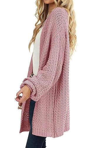 MEROKEETY Women's 2025 Fall Open Front Chunky Knit Sweater Oversized Lantern Sleeve Cardigan Outwear thumbnail 7