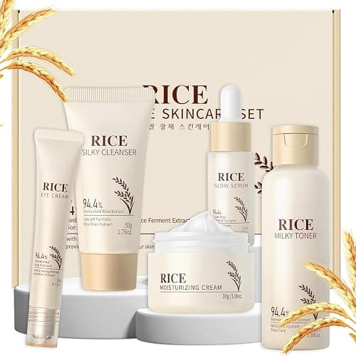 LAIKOU Skin Care Set, Korean Skin Care - Korean Beauty for Women - 5pcs | Rice Cleanser, Toner, Serum, Eye Serum, Moisturizing Cream Teen Girls Mom Daughter Mother's Day Birthday Christmas Lover - Image 1