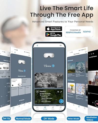 RENPHO Eyeris Smart Eye Massager with App Control, Fathers Day Birthday Gift for Husband Dad, FSA Eligible HSA Eye Mask with Heat for Head Tension Dry Eyes, Wireless Music thumbnail 2