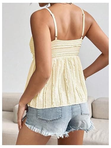 SOLY HUX Women's Peplum Crop Tops Y2K Cute Babydoll Tops Lace Ruched Dressy Casual Spaghetti Strap Going Out Camisole thumbnail 2