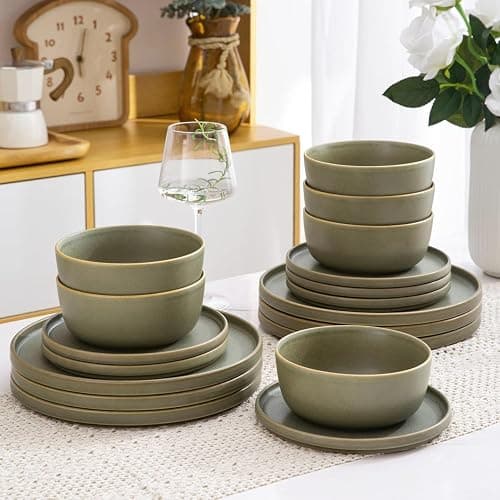 AmorArc Stoneware Dinner Plates Set of 4, 10.5 Inch Reactive Matte Glaze Ceramic Plates Set, Modern Dinnerware Dish set for Kitchen, Microwave, Dishwasher Safe thumbnail 6