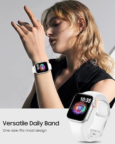 TreasureMax Sport Band Compatible with Apple Watch Bands 38mm 40mm 41mm 42mm 44mm 45mm 46mm 49mm White, Soft Silicone Strap Compatible for Apple Watch Series 11 10 9 Ultra SE 8 7 6 5 4 3 Men Women thumbnail 4