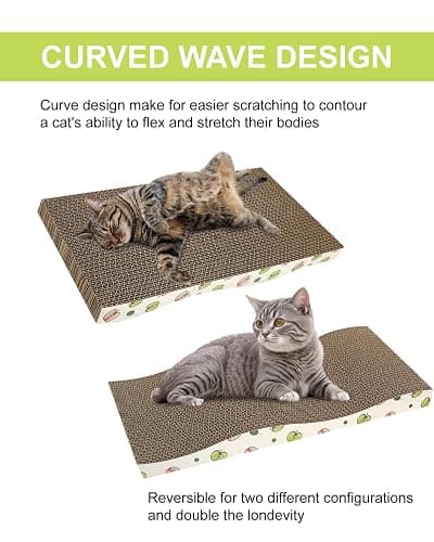 TIMHAKA Cat Scratching Board, Corrugate Cat Scratcher for Indoor Cats with Catnip, Cat Scratch Pad with Premium Scratch Textures Design, Cardboard Cat Scratcher with Double-Sided Usability (Pack of 2) thumbnail 4