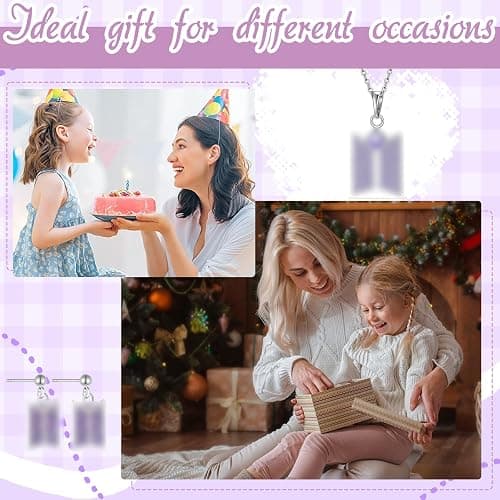 Kanfyyl BTS Necklace Earrings Set, Necklace and Earrings in Silver with Purple Sparkling Stones, Kpop Merch Jewellery for BTS Fans thumbnail 7