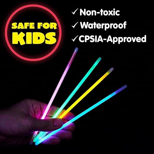 JOYIN Knicklichter Party Set für Kinder,100 Stück Leuchtstäbe, 100 Verbinder, 7 Farben, Neon Knicklichter Ketten Sets für Halloween decoration, Party Deko für Festival Hochzeiten Weihnacht thumbnail 4