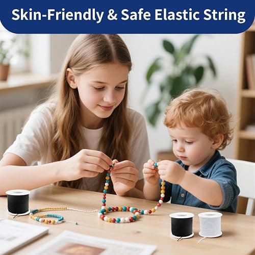 220 Yards Stretchy Bracelet String, 1mm Elastic String for Bracelets, 2 White & 2 Black Elastic Cord for Bracelets, Friendship Bracelet String, Tensile Strength String for Crafts, Necklaces & Beads thumbnail 2
