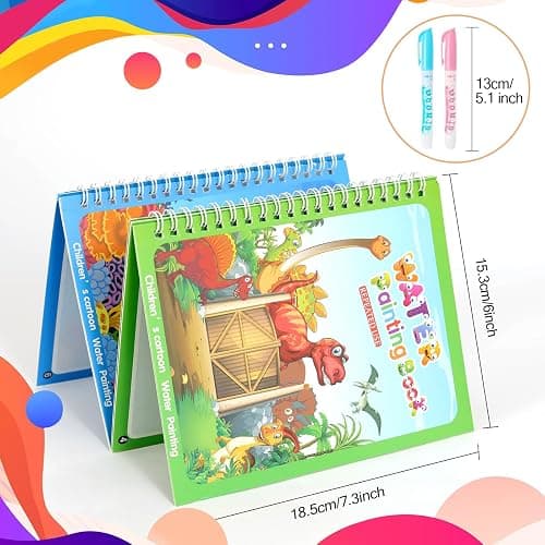 5 Pack Reusable Water Coloring Book for Toddlers, Water Doodle Book Toys, Paint with Water Books,Mess-Free Coloring Book, Portable Educational Doodle Drawing Toy, Educational Learning Kits Gifts - New 5 Pack - 5 thumbnail 2