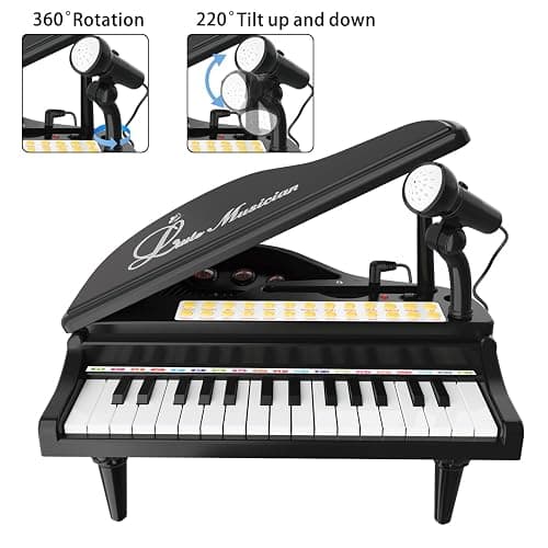 Losbenco Kids Piano Keyboard Toy, Toddler Electronic Musical Instrument Educational Toy with Microphone, Multiple Sounds, Record Playback, Lights & Stool, Birthday Gift for 3 4 5 6 7 Years Old Girls thumbnail 6