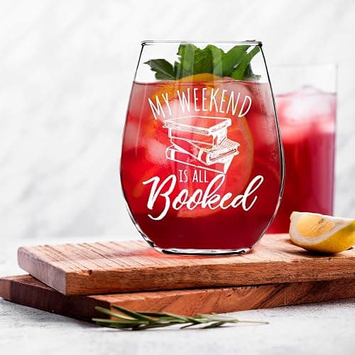 Innfueunun Book Lovers Wine Glass, My Weekend Is ALL Booked | Funny Wine Glass Gift, Bookish Gift for Readers, Christmas Birthday Gifts, Book Club Lovers thumbnail 5