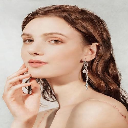 SMXYANCHT 12 Pairs Y2k Dangle Hoop Earrings for Men Women Punk Goth Gothic Tassel Chain Drop Star Moon Spike Stud Huggie Earrings Gift Korean Music Emo Alt Jewelry thumbnail 4