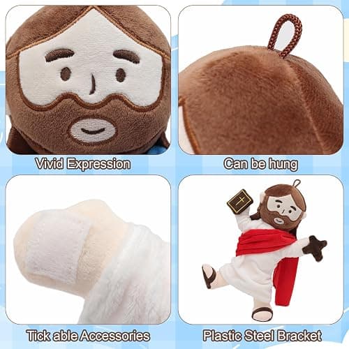 Yelakey Jesus Plush Doll with Jointed Skeleton Jesus Plushie 13.4" Poseable Jesus with Removable Accessories Easter Christian Gifts for Kids (Red) thumbnail 5