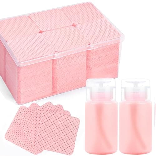 Corconess 1080PCS Lint Free Nail Wipes with 2 Acetone Pump Dispensers, Nail Polish Remover Wipes Lash Glue Cleaning Wipe With 120ML Empty Pump Dispensers for Acetone,Alcohol,Nail Polish Remover,ect - Image 1
