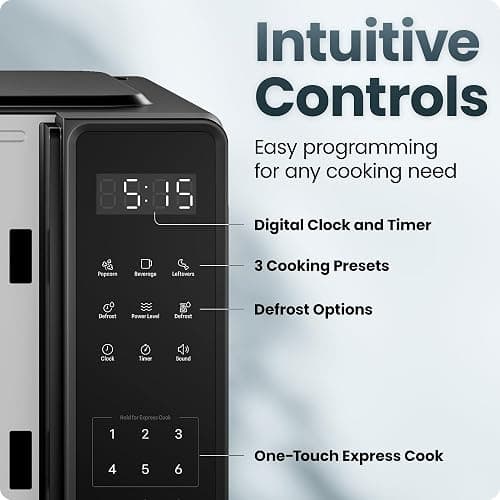 Chefman Countertop Microwave Oven 0.7 Cu. Ft., 700 Watts with 10 Power Levels, 6 Cooking Presets with One-Touch Express Cook, Eco Mode, Child Safety Lock, & Mute Button - Black thumbnail 5
