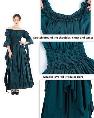 NSPSTT Victorian Dress Renaissance Costume Women Gothic Witch Dress Medieval Wedding Dress thumbnail 5