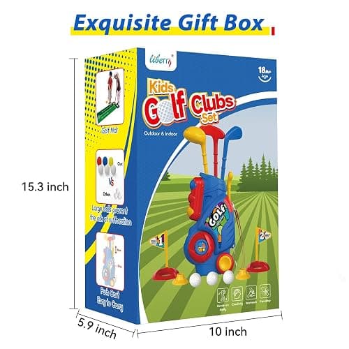 Liberry Toddler Golf Set with Putting Mat for 2 3 4 Years Old Boys Girls, Upgraded Kids Golf Cart with Unique Shoulder Strap Design, Indoor and Outdoor Golf Toys Gifts thumbnail 7