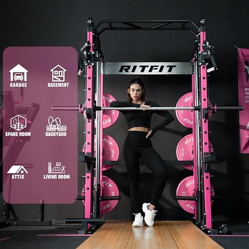 RitFit M1 & M1 Pro Smith Machine with Cable Crossover System, Multi-Function Squat Rack Power Cage for Home Gym, Power Rack and Packages thumbnail 7