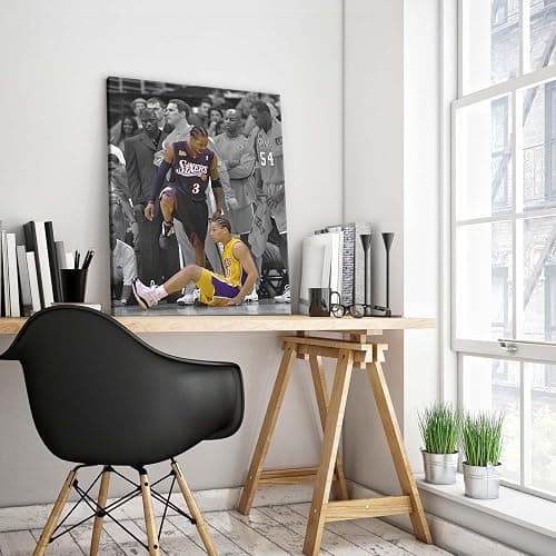 B.B.F MAKE Basketball Canvas Wall Art, Iverson and Tyronn Lue Poster Prints NBA Star Artwork Decoration Motivational Sports Wall Decor for Gym Office Home Dorm Bedroom Living Room, Framed 8x10inch thumbnail 2
