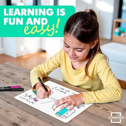Scribbledo 12 Small White Board Dry Erase Boards Classroom Pack Mini White Boards 9"x12” Double Sided Personal Whiteboards for Students Teachers School Supplies Lapboards Mini Whiteboard Erasers Incl thumbnail 4
