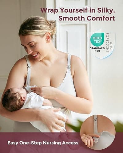 Momcozy Nursing Tank Tops for Breastfeeding, Seamless Nursing Cami with Built-in Bra, Adjustable Straps, Scalloped Design thumbnail 2