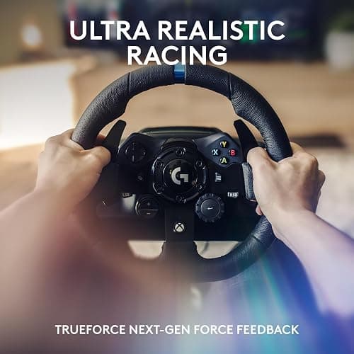 Logitech G923 Racing Wheel and Pedals, TRUEFORCE Force Feedback, Real Leather + Logitech G Driving Force Shifter - Xbox X|S, Xbox One, PC, Mac - Black thumbnail 4