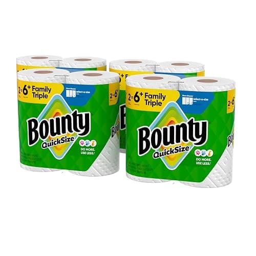 Bounty Quick-Size Paper Towels, White, 8 Family Triple Rolls = 27 Regular Rolls thumbnail 11